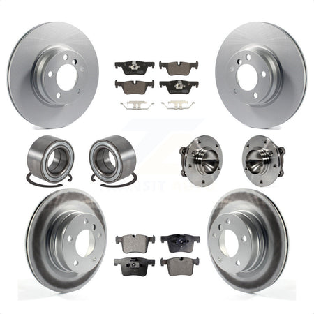 Front Rear Hub Bearing Assembly Coated Disc Brake Rotors And Ceramic Pads Shoe Kit (10Pc) For 2012 BMW 328i Sedan with 2.0L Without Blue Painted Calipers With M Sport Package KBB-114013 by Transit Auto