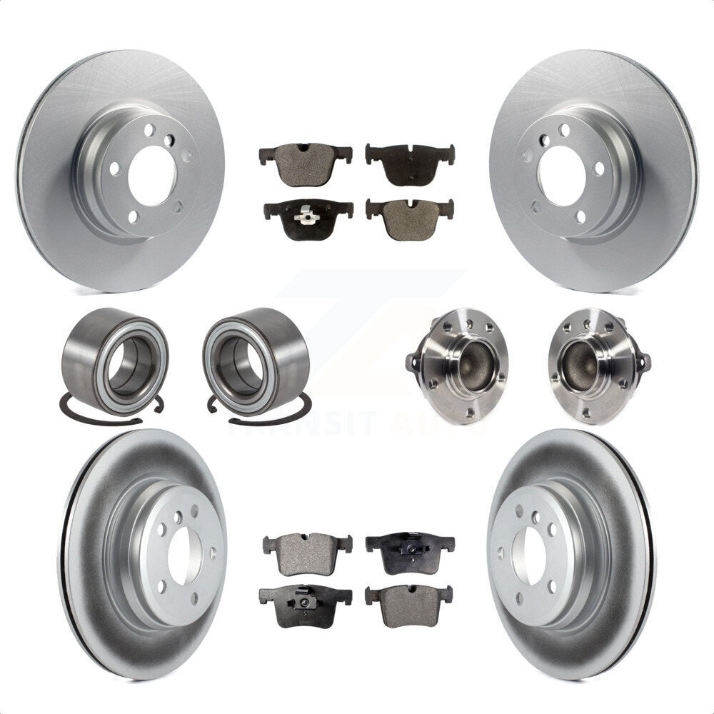 Front Rear Wheel Hub Bearings Assembly Coated Disc Brake Rotors And Ceramic Pads Shoes Kit (10Pc) For BMW 428i Gran Coupe Without Blue Painted Calipers With M Sport Package KBB-114017 by Transit Auto