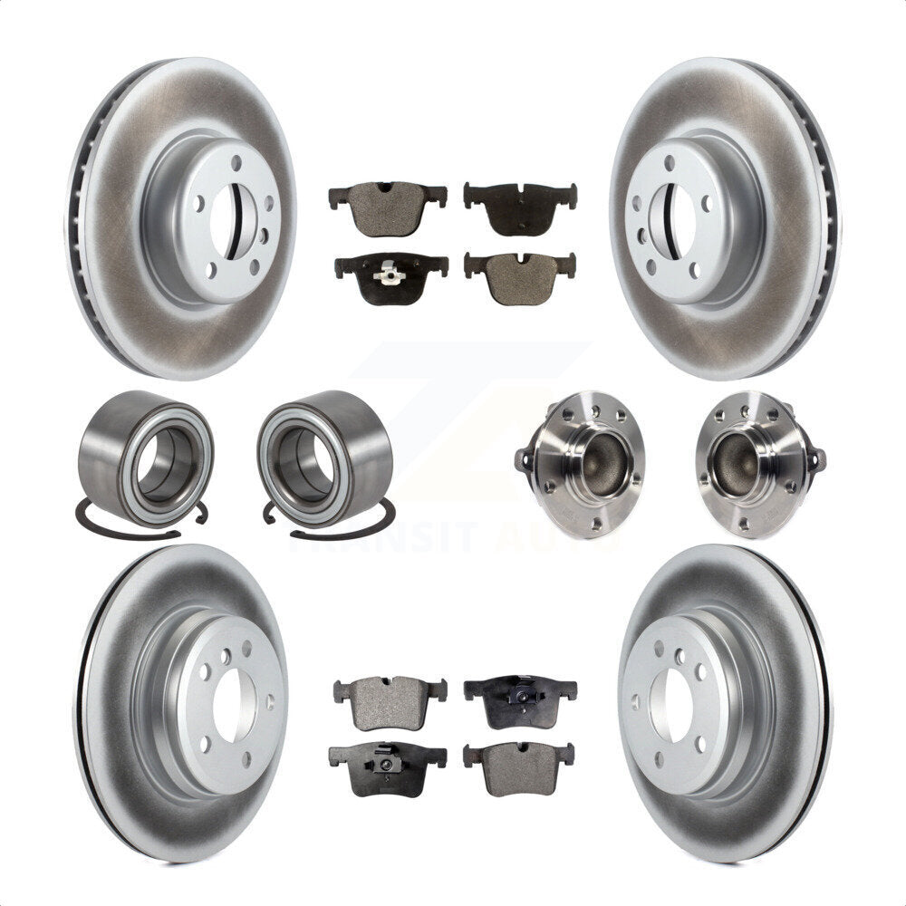 Front Rear Wheel Hub Bearings Assembly Coated Disc Brake Rotors And Ceramic Pads Shoes Kit (10Pc) For BMW 435i 335i Gran Coupe Without Blue Painted Calipers KBB-114020 by Transit Auto
