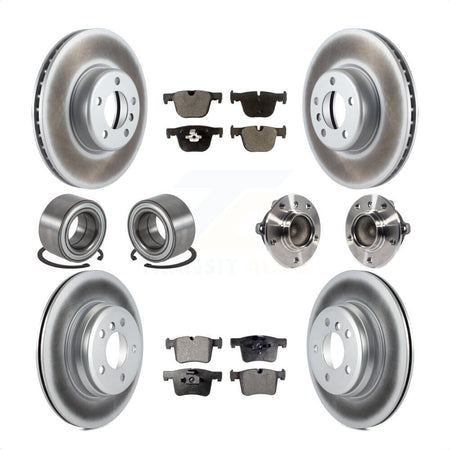 Front Rear Wheel Hub Bearings Assembly Coated Disc Brake Rotors And Ceramic Pads Shoes Kit (10Pc) For BMW 435i 335i Gran Coupe Without Blue Painted Calipers KBB-114020 by Transit Auto