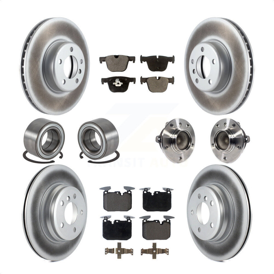 Front Rear Wheel Hub Bearings Assembly Coated Disc Brake Rotors And Ceramic Pads Shoes Kit (10Pc) For BMW 340i 435i Gran Coupe ActiveHybrid 3 KBB-114021 by Transit Auto