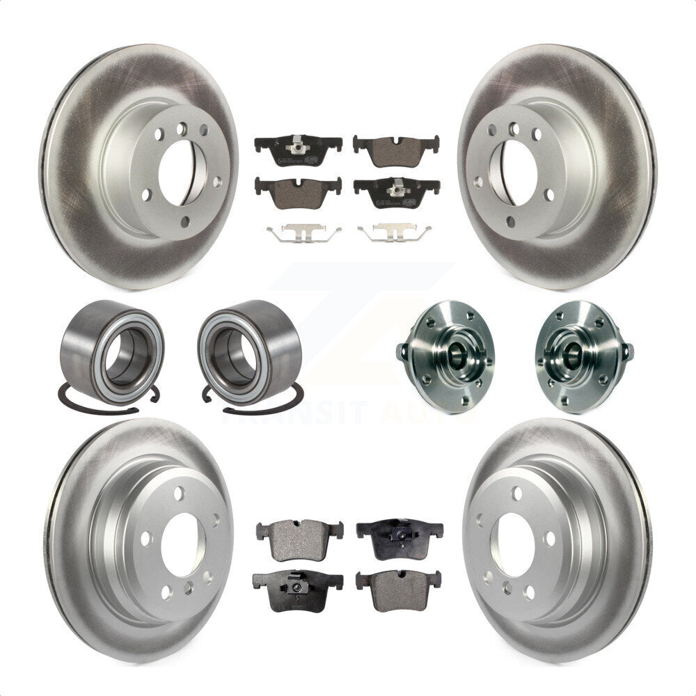Front Rear Wheel Hub Bearings Assembly Coated Disc Brake Rotors And Ceramic Pads Shoes Kit (10Pc) For BMW 328i xDrive 320i 428i Gran Coupe 328d GT KBB-114025 by Transit Auto