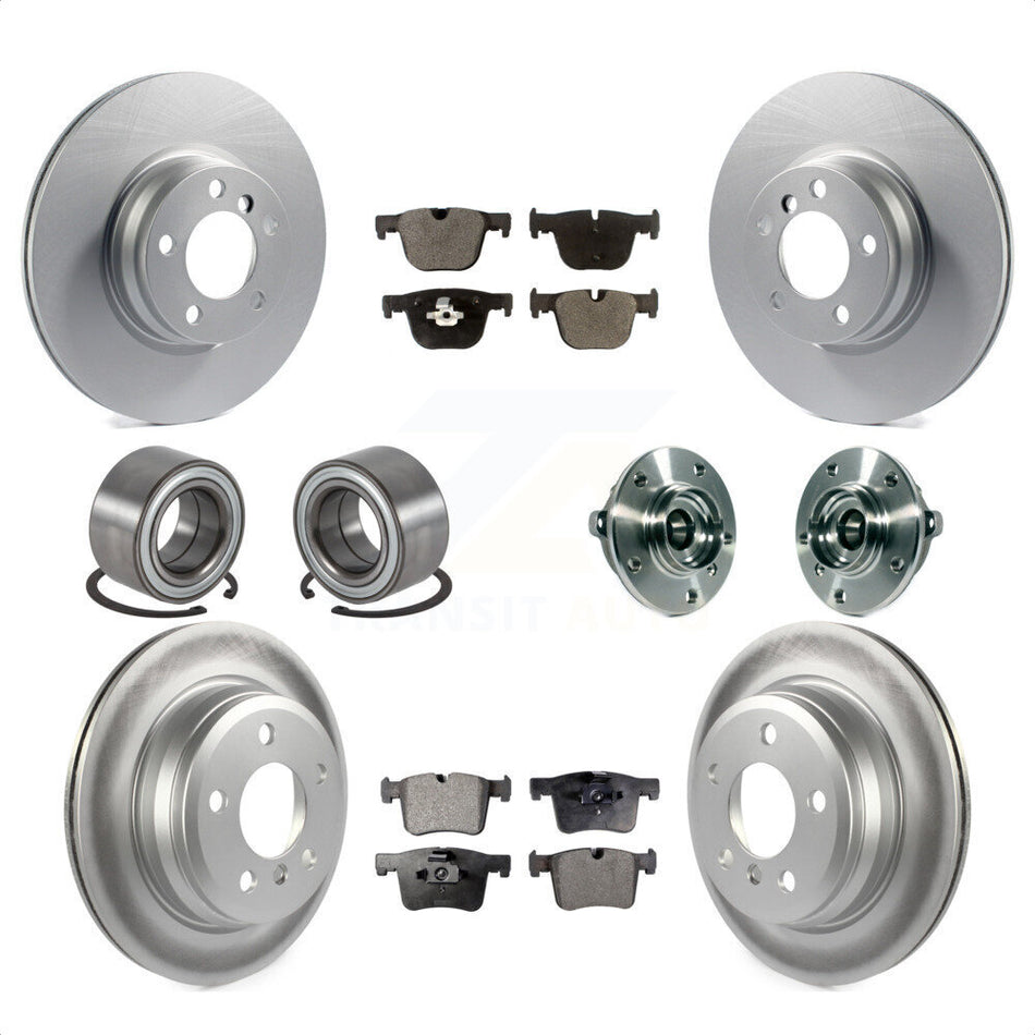 Front Rear Wheel Hub Bearings Assembly Coated Disc Brake Rotors And Ceramic Pads Shoes Kit (10Pc) For 2016 BMW 428i xDrive Without Blue Painted Calipers With M Sport Package KBB-114028 by Transit Auto