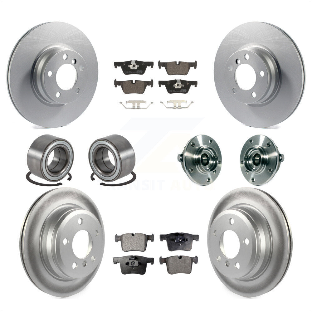 Front Rear Wheel Hub Bearings Assembly Coated Disc Brake Rotors And Ceramic Pads Shoes Kit (10Pc) For 2015 BMW 328i xDrive Without Blue Painted Calipers With M Sport Package KBB-114029 by Transit Auto