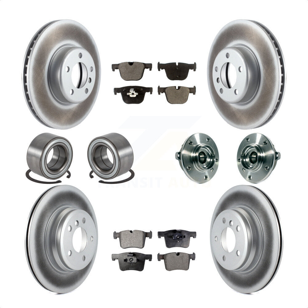 Front Rear Wheel Hub Bearings Assembly Coated Disc Brake Rotors And Ceramic Pads Shoes Kit (10Pc) For BMW 335i xDrive 435i GT Gran Coupe Without Blue Painted Calipers KBB-114031 by Transit Auto