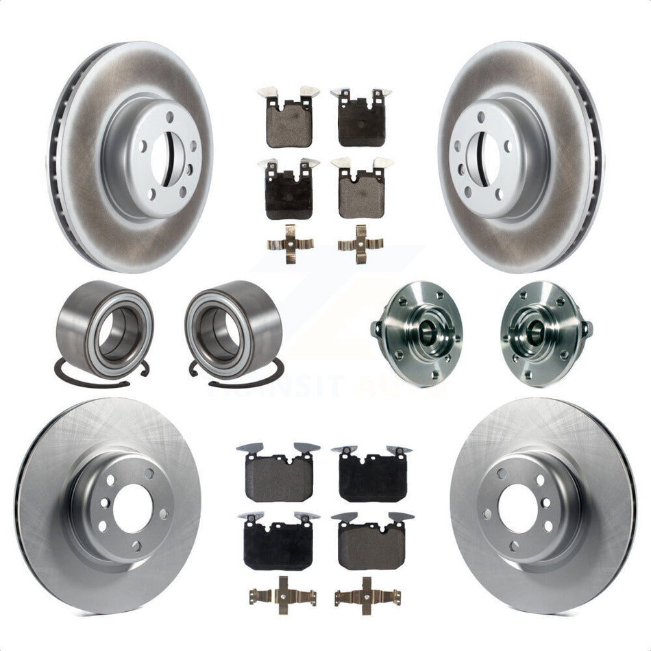Front Rear Wheel Hub Bearings Assembly Coated Disc Brake Rotors And Ceramic Pads Shoes Kit (10Pc) For 2015-2016 BMW 228i xDrive With Blue Painted Calipers KBB-114033 by Transit Auto