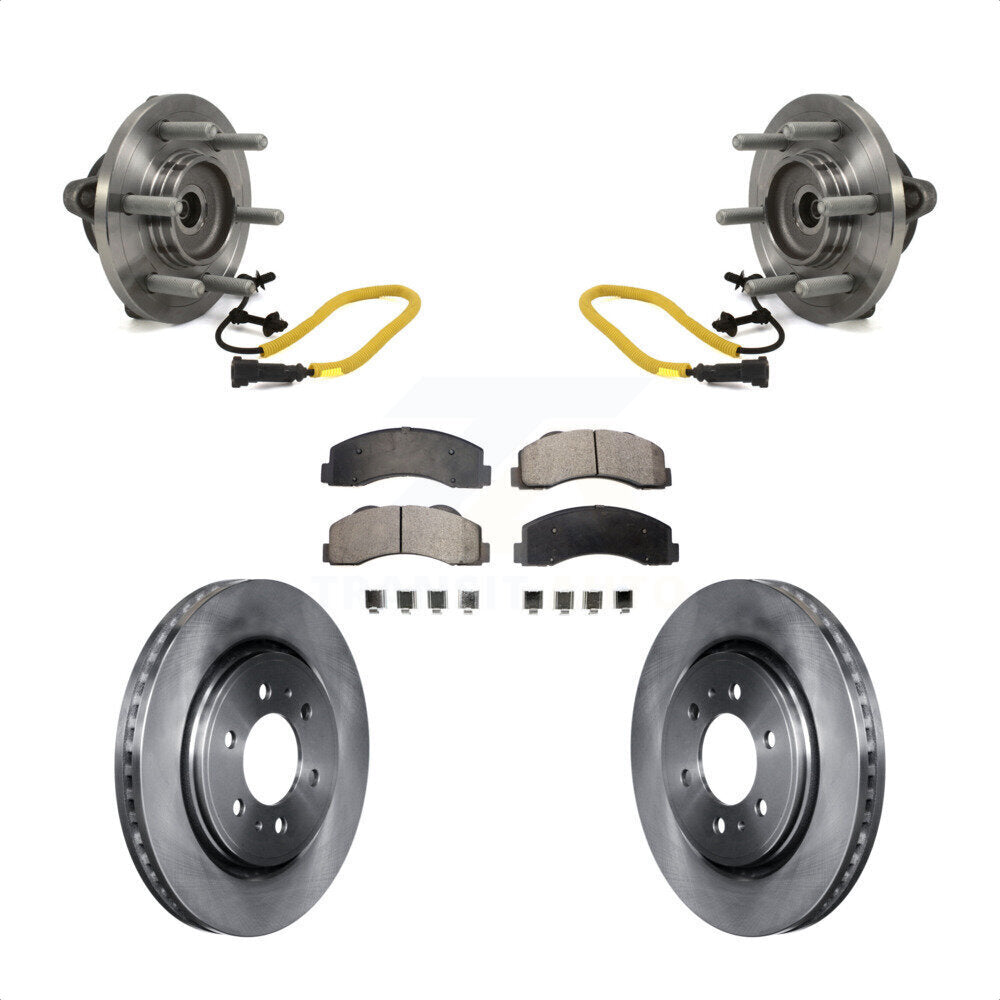 Front Hub Bearing Assembly With Disc Brake Rotors And Semi-Metallic Pads Kit For 2018-2020 Ford F-150 Limited Platinum SSV XL XLT King Ranch Lariat with 4WD KBB-114088 by Transit Auto