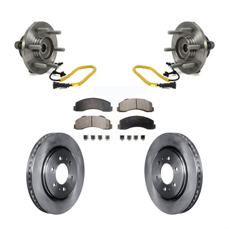 Front Hub Bearing Assembly With Disc Brake Rotors And Semi-Metallic Pads Kit For 2018-2020 Ford F-150 Limited Platinum SSV XL XLT King Ranch Lariat with 4WD KBB-114088 by Transit Auto
