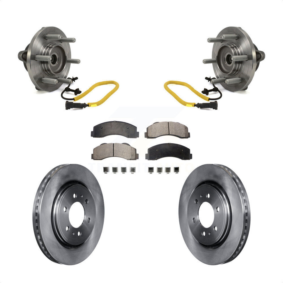 Front Hub Bearing Assembly With Disc Brake Rotors And Semi-Metallic Pads Kit For 2018-2020 Ford F-150 Limited Platinum SSV XL XLT King Ranch Lariat with 4WD KBB-114088 by Transit Auto