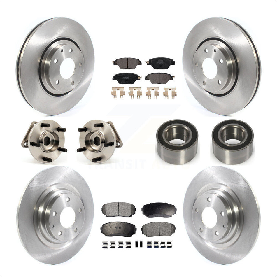 Front Rear Wheel Hub Bearings Assembly Disc Brake Rotors And Semi-Metallic Pads Kit (10Pc) For 2016 Mazda CX-9 AWD KBB-114175 by Transit Auto