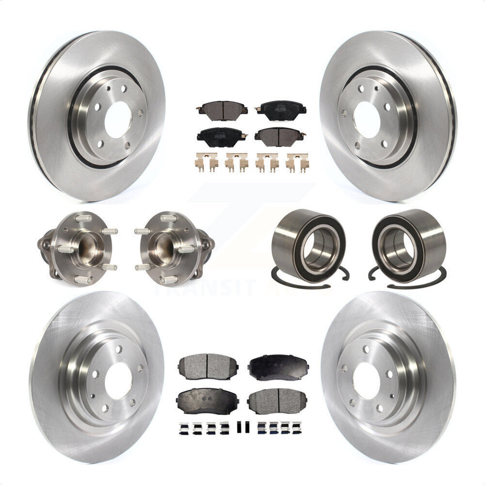 Front Rear Wheel Hub Bearings Assembly Disc Brake Rotors And Semi-Metallic Pads Kit (10Pc) For 2016 Mazda CX-9 FWD KBB-114176 by Transit Auto
