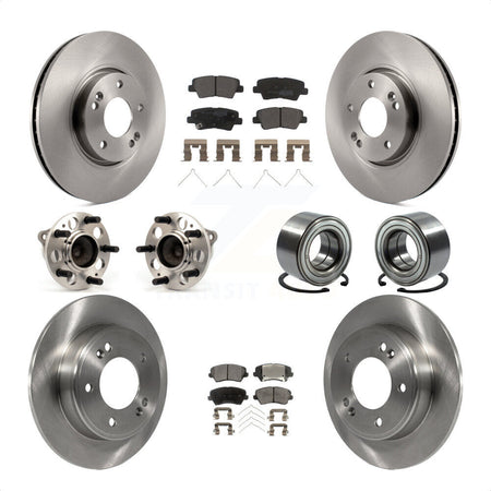 Front Rear Wheel Hub Bearings Assembly Disc Brake Rotors And Semi-Metallic Pads Kit (10Pc) For 2016 Hyundai Veloster Tech SE KBB-114179 by Transit Auto