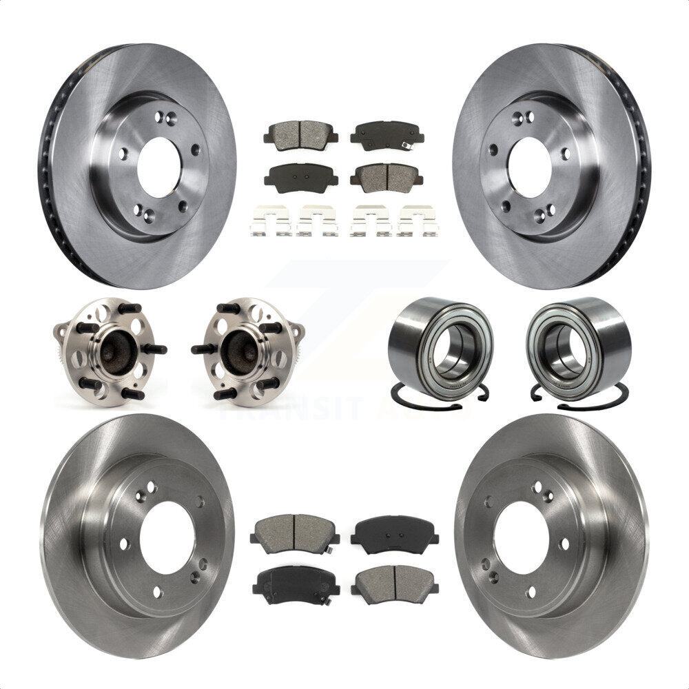 Front Rear Wheel Hub Bearings Assembly Disc Brake Rotors And Semi-Metallic Pads Kit (10Pc) For 2014 Kia Forte5 EX KBB-114195 by Transit Auto