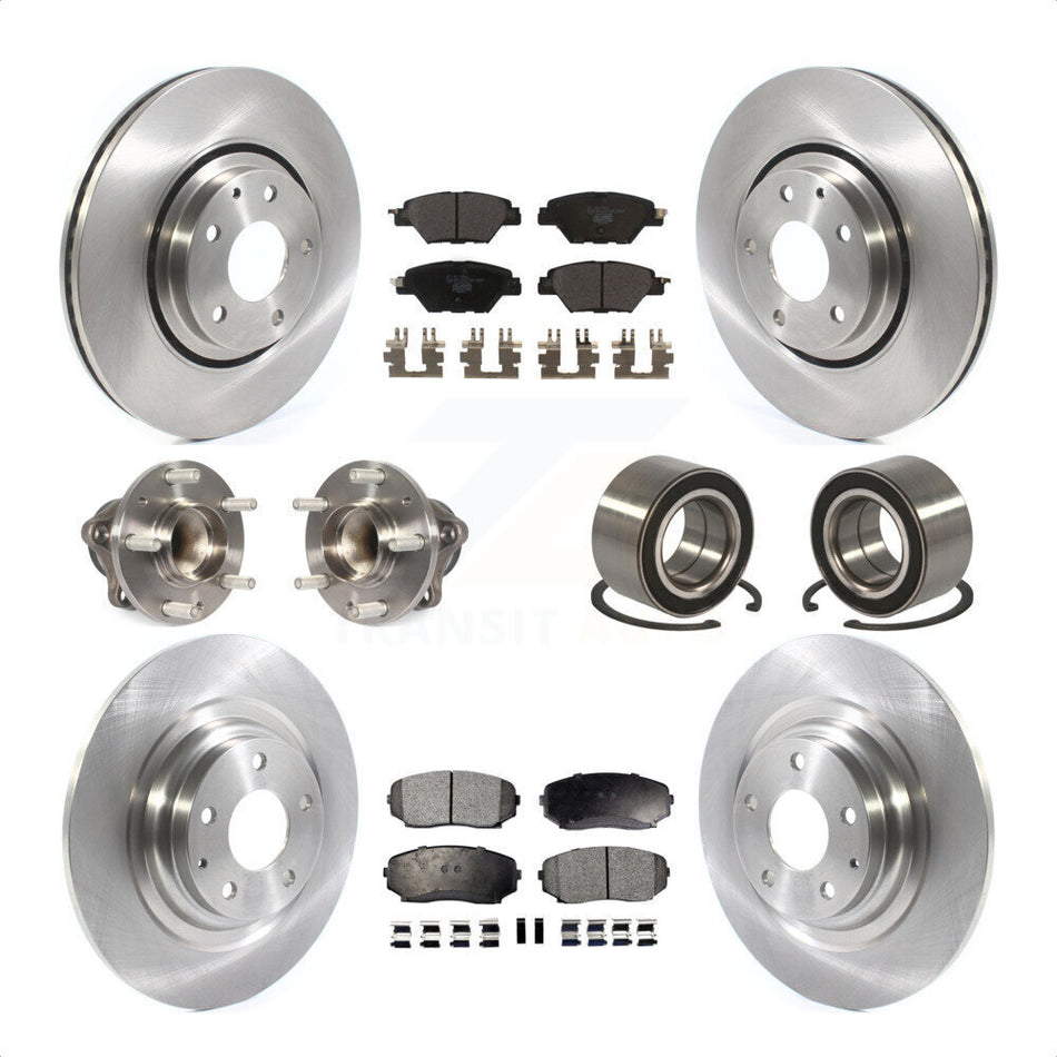 Front Rear Wheel Hub Bearings Assembly Disc Brake Rotors And Ceramic Pads Kit (10Pc) For 2016 Mazda CX-9 FWD KBB-114207 by Transit Auto