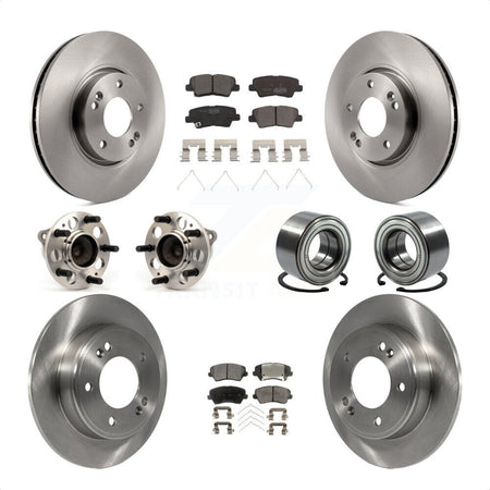 Front Rear Wheel Hub Bearings Assembly Disc Brake Rotors And Ceramic Pads Kit (10Pc) For 2016 Hyundai Veloster Tech SE KBB-114209 by Transit Auto