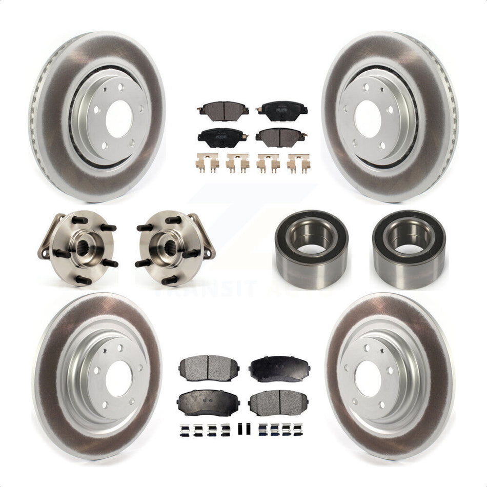 Front Rear Wheel Hub Bearings Assembly Coated Disc Brake Rotors And Semi-Metallic Pads Kit (10Pc) For 2016 Mazda CX-9 AWD KBB-114279 by Transit Auto