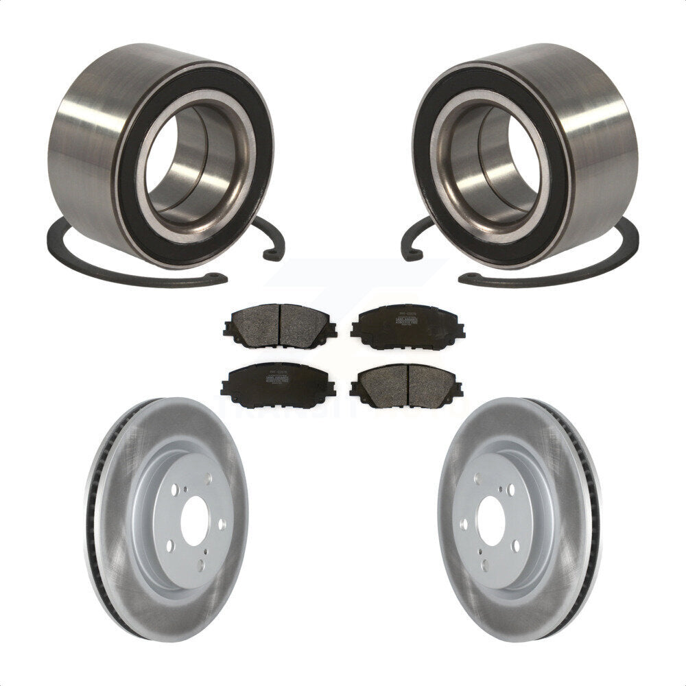 Front Wheel Bearing With Coated Disc Brake Rotors And Semi-Metallic Pads Kit For 2018 Toyota Camry KBB-114297 by Transit Auto