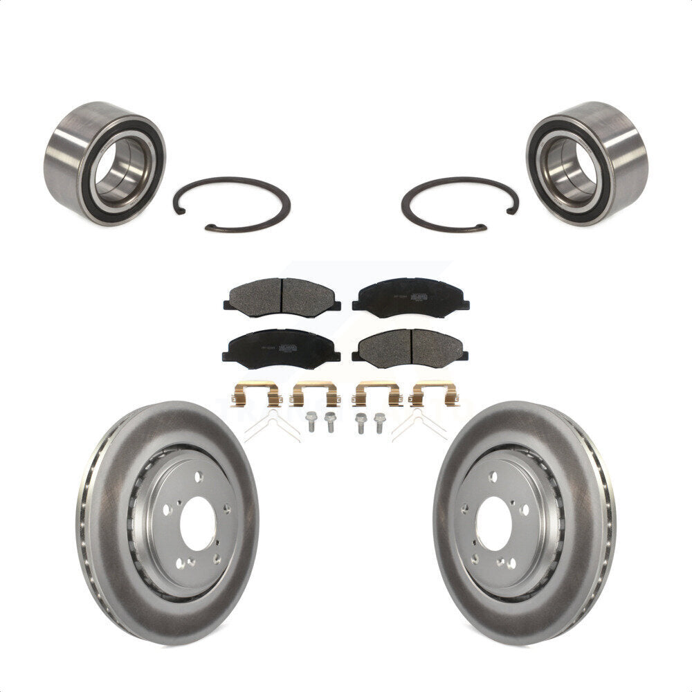 Front Wheel Bearing With Coated Disc Brake Rotors And Semi-Metallic Pads Kit For 2018-2020 Honda Odyssey KBB-114300 by Transit Auto