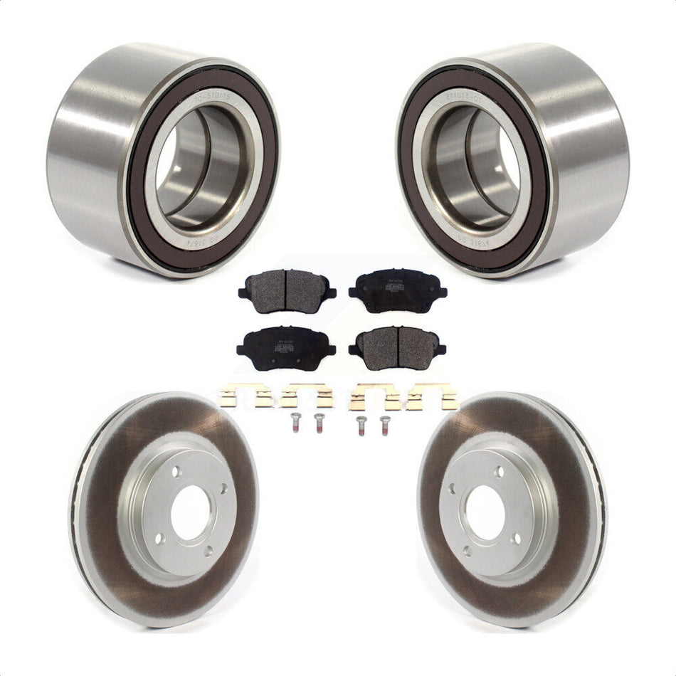 Front Wheel Bearing With Coated Disc Brake Rotors And Semi-Metallic Pads Kit For 2014-2018 Ford Fiesta ST KBB-114308 by Transit Auto
