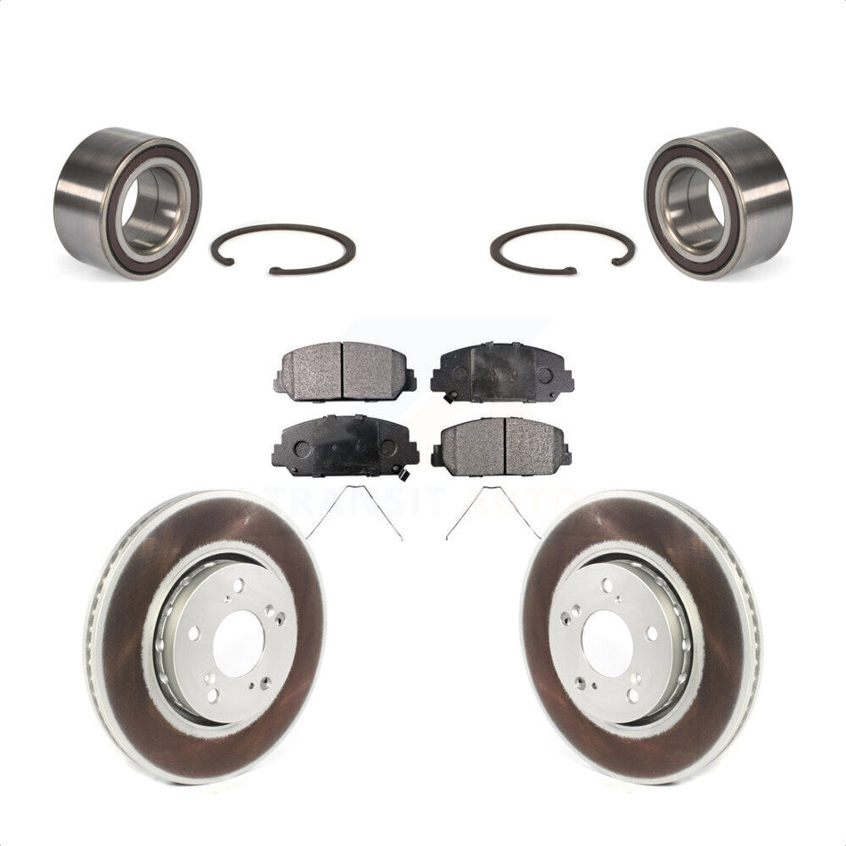 Front Wheel Bearing With Coated Disc Brake Rotors And Semi-Metallic Pads Kit For Acura RLX KBB-114309 by Transit Auto