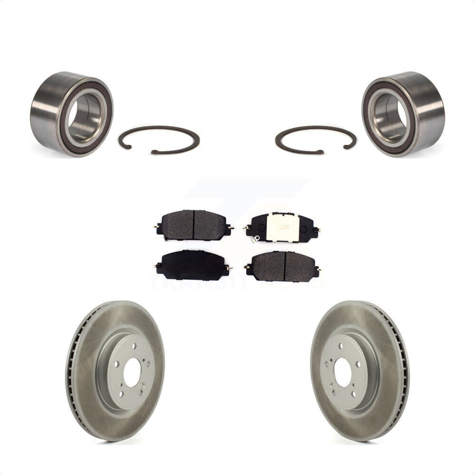 Front Wheel Bearing With Coated Disc Brake Rotors And Semi-Metallic Pads Kit For Honda CR-V KBB-114310 by Transit Auto