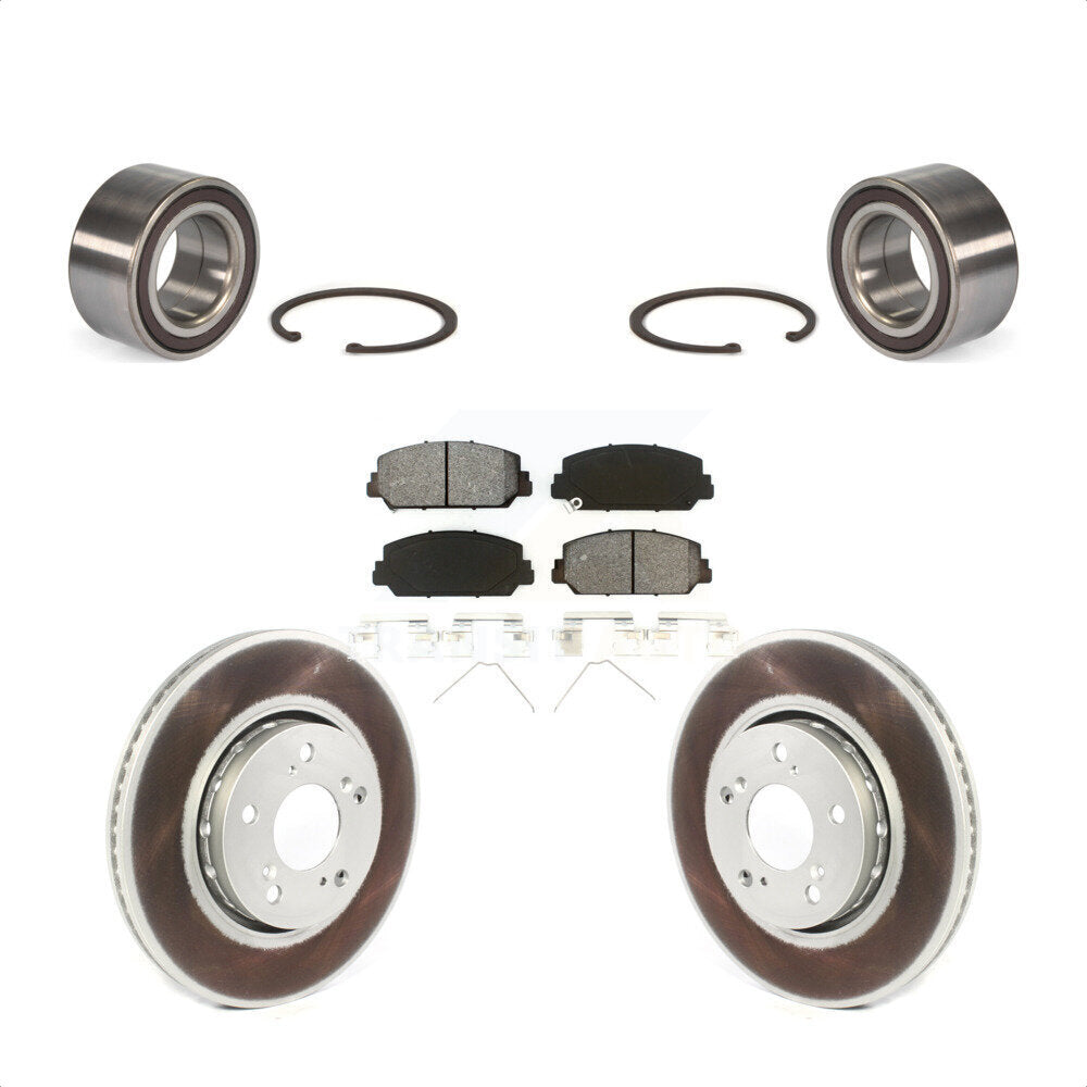 Front Wheel Bearing With Coated Disc Brake Rotors And Semi-Metallic Pads Kit For Acura RLX KBB-114334 by Transit Auto