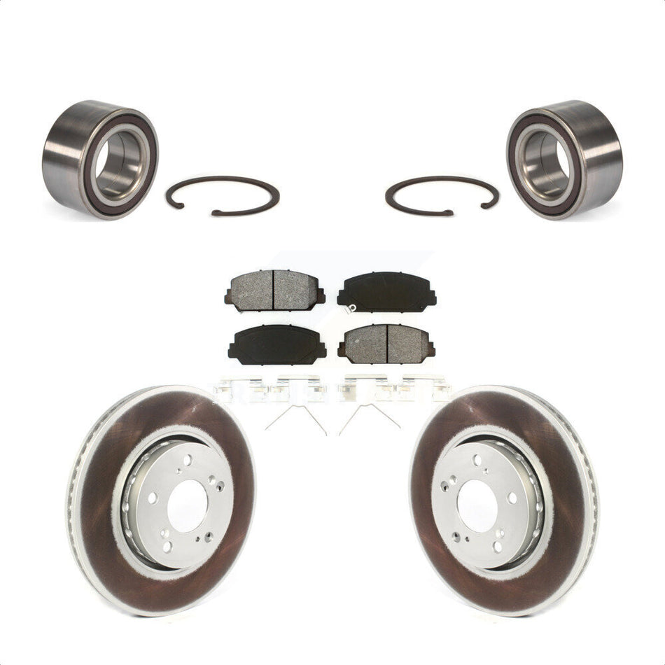 Front Wheel Bearing With Coated Disc Brake Rotors And Semi-Metallic Pads Kit For Acura RLX KBB-114334 by Transit Auto
