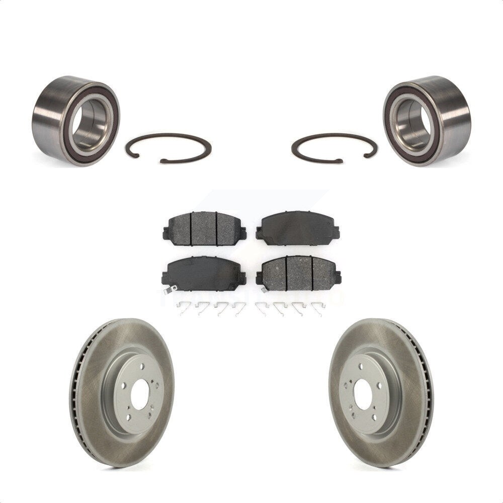Front Wheel Bearing With Coated Disc Brake Rotors And Semi-Metallic Pads Kit For Honda CR-V KBB-114335 by Transit Auto