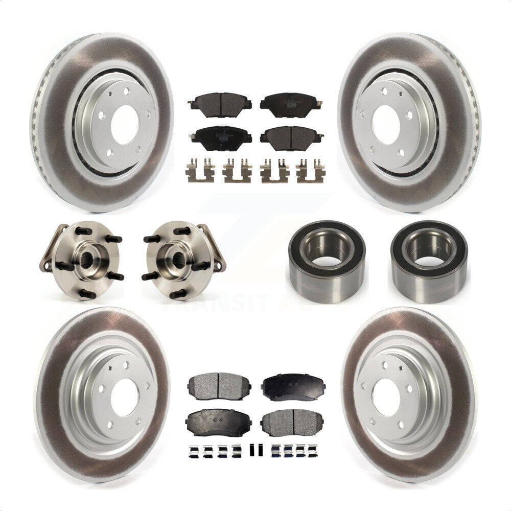 Front Rear Wheel Hub Bearings Assembly Coated Disc Brake Rotors And Ceramic Pads Kit (10Pc) For 2016 Mazda CX-9 AWD KBB-114341 by Transit Auto