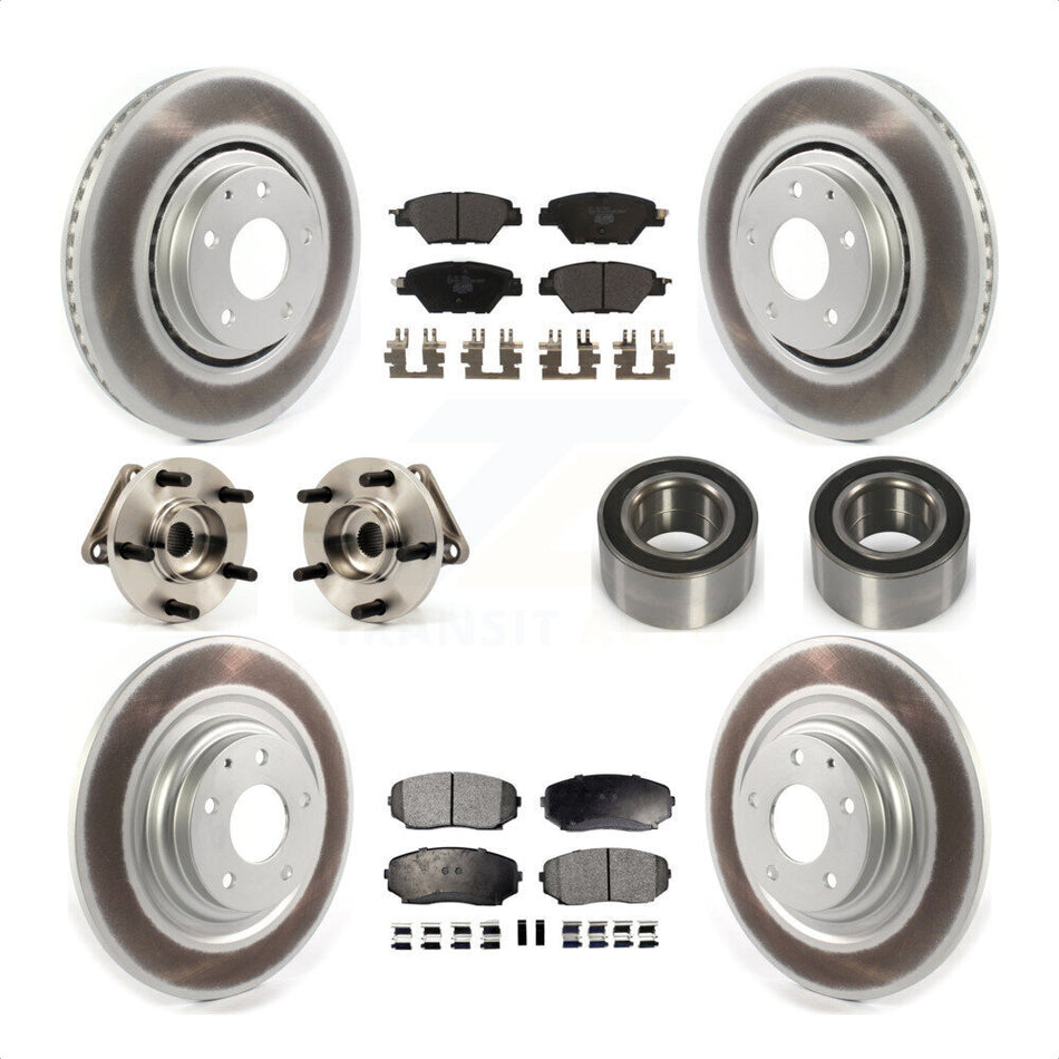 Front Rear Wheel Hub Bearings Assembly Coated Disc Brake Rotors And Ceramic Pads Kit (10Pc) For 2016 Mazda CX-9 AWD KBB-114341 by Transit Auto