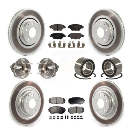 Front Rear Wheel Hub Bearings Assembly Coated Disc Brake Rotors And Ceramic Pads Kit (10Pc) For 2016 Mazda CX-9 FWD KBB-114342 by Transit Auto