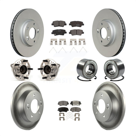 Front Rear Wheel Hub Bearings Assembly Coated Disc Brake Rotors And Ceramic Pads Kit (10Pc) For 2016 Hyundai Veloster Tech SE KBB-114345 by Transit Auto
