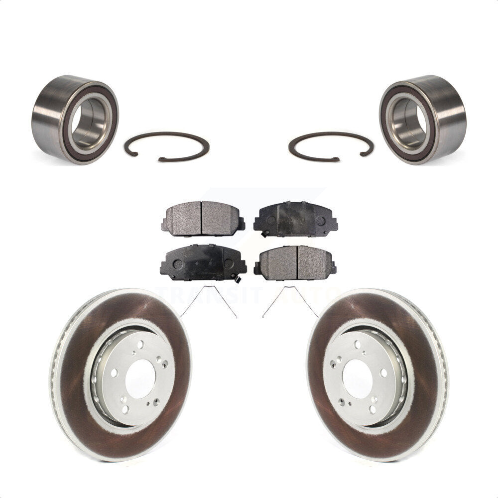 Front Wheel Bearing With Coated Disc Brake Rotors And Ceramic Pads Kit For Acura RLX KBB-114362 by Transit Auto