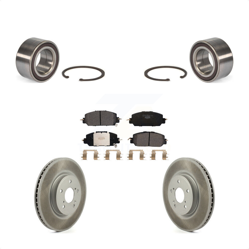 Front Wheel Bearing With Coated Disc Brake Rotors And Ceramic Pads Kit For Honda CR-V KBB-114363 by Transit Auto