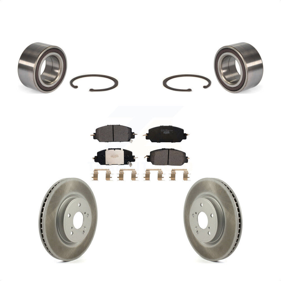 Front Wheel Bearing With Coated Disc Brake Rotors And Ceramic Pads Kit For Honda CR-V KBB-114363 by Transit Auto