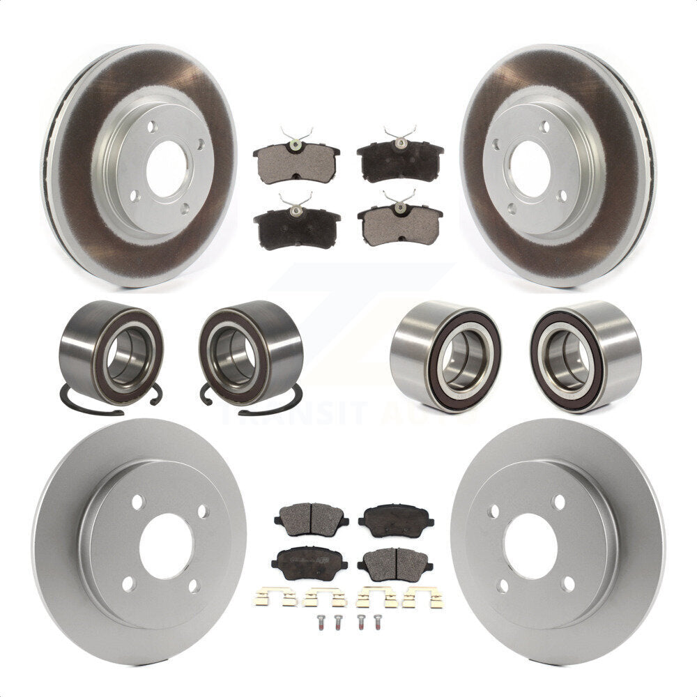 Front Rear Wheel Bearings Coated Disc Brake Rotors And Ceramic Pads Kit (10Pc) For 2014-2018 Ford Fiesta ST KBB-114367 by Transit Auto