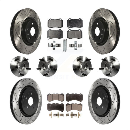 Front Rear Hub Bearings Assembly Coated Disc Brake Rotors And Ceramic Pads Kit (10Pc) For 2014 Chevrolet Camaro ZL1 KBB-114574 by Transit Auto