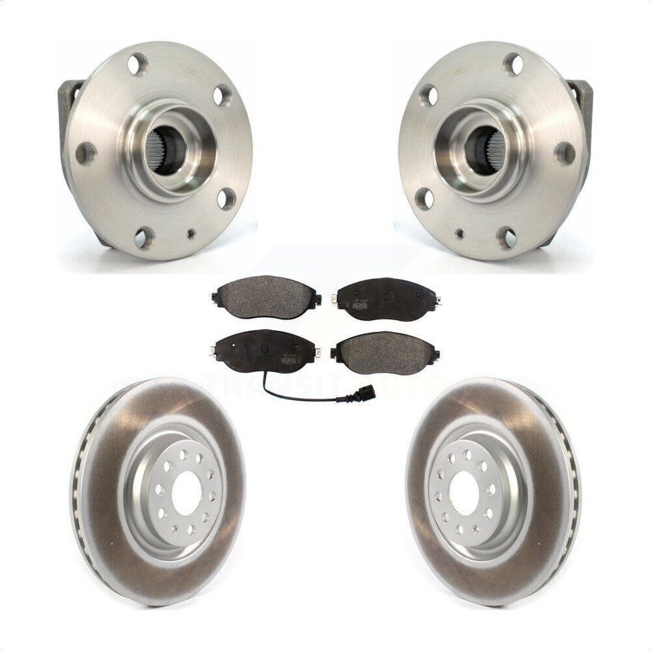 Front Hub Bearing Assembly With Coated Disc Brake Rotors And Semi-Metallic Pads Kit For Volkswagen Golf R Audi S3 KBB-114634 by Transit Auto