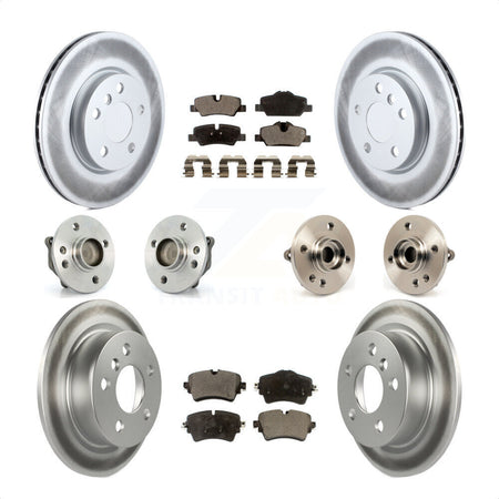 Front Rear Hub Bearing Assembly Coated Disc Brake Rotor And Ceramic Pad Kit (10Pc) For 2015 Mini Cooper Convertible with 2.0L 1.5L With 294mm Diameter 5 Lug Wheels KBB-114733 by Transit Auto