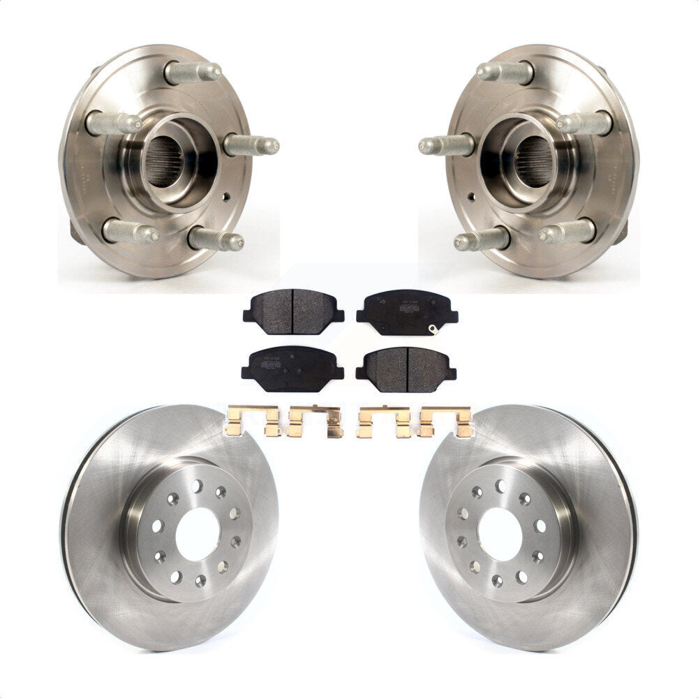 Front Hub Bearing Assembly With Disc Brake Rotors And Semi-Metallic Pads Kit For 2016 Chevrolet Camaro LT with 3.6L 2.0L Without Brembo Calipers KBB-114810 by Transit Auto