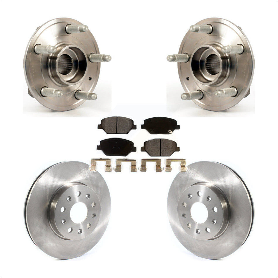Front Hub Bearing Assembly With Disc Brake Rotors And Ceramic Pads Kit For 2016 Chevrolet Camaro LT with 3.6L 2.0L Without Brembo Calipers KBB-114869 by Transit Auto