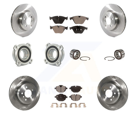 Front Rear Wheel Hub Bearings Assembly Disc Brake Rotors And Semi-Metallic Pads Kit (10Pc) For 2011-2012 BMW 535i xDrive KBB-114888 by Transit Auto