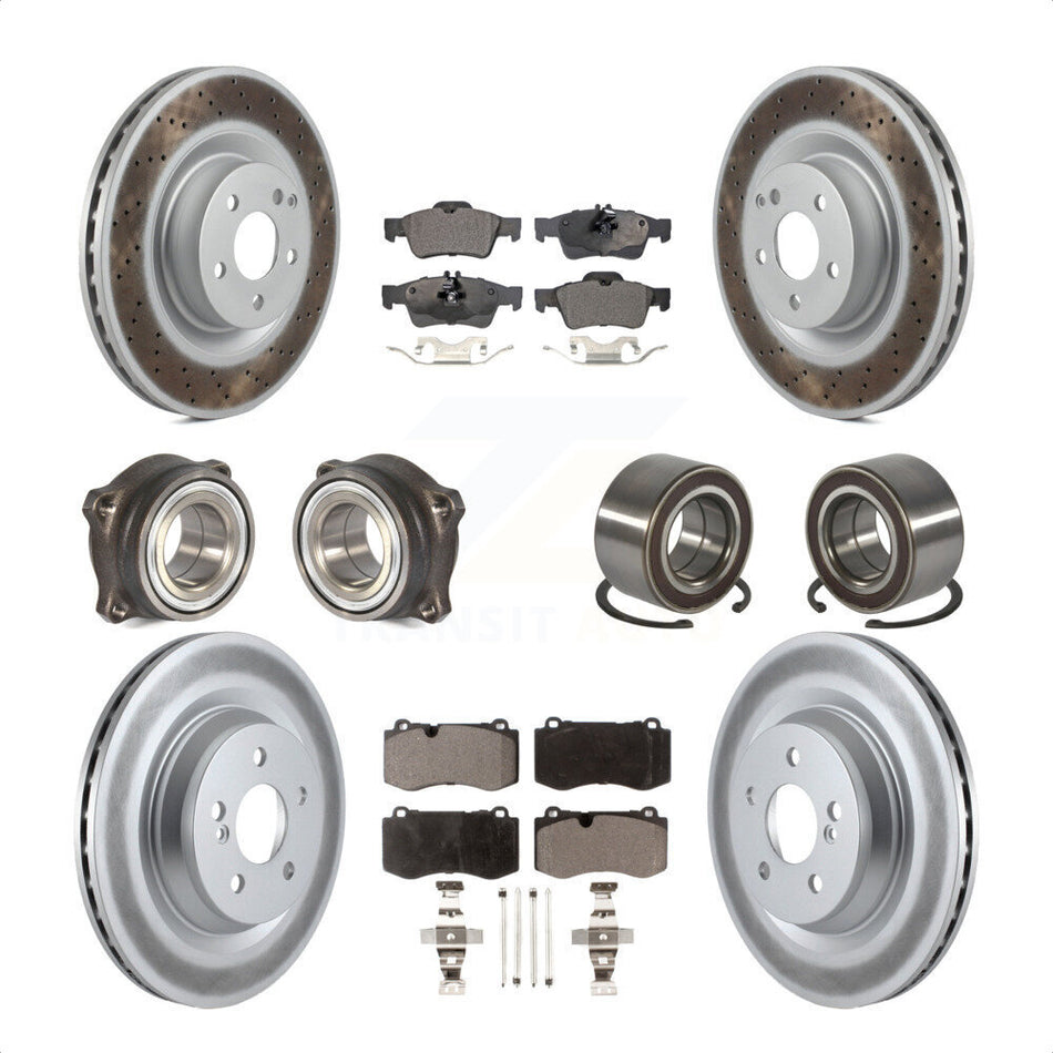 Front Rear Wheel Hub Bearings Assembly Coated Disc Brake Rotors And Semi-Metallic Pads Kit (10Pc) For Mercedes-Benz S550 CL550 S350 KBB-114900 by Transit Auto