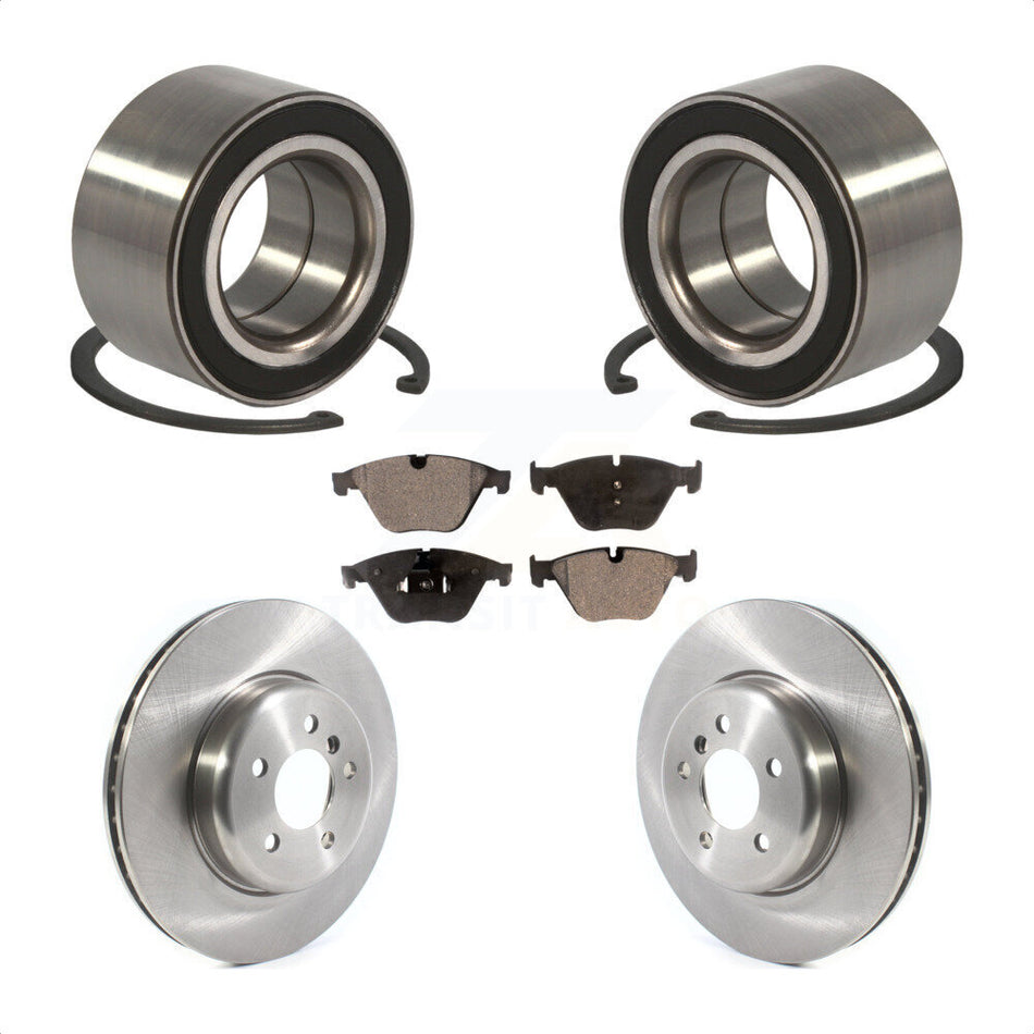 Front Wheel Bearing With Disc Brake Rotors And Semi-Metallic Pads Kit For 2011-2012 BMW 535i xDrive KBB-114908 by Transit Auto