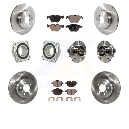 Front Rear Hub Bearings Assembly Disc Brake Rotors And Semi-Metallic Pads Kit (10Pc) For BMW 535i KBB-114914 by Transit Auto
