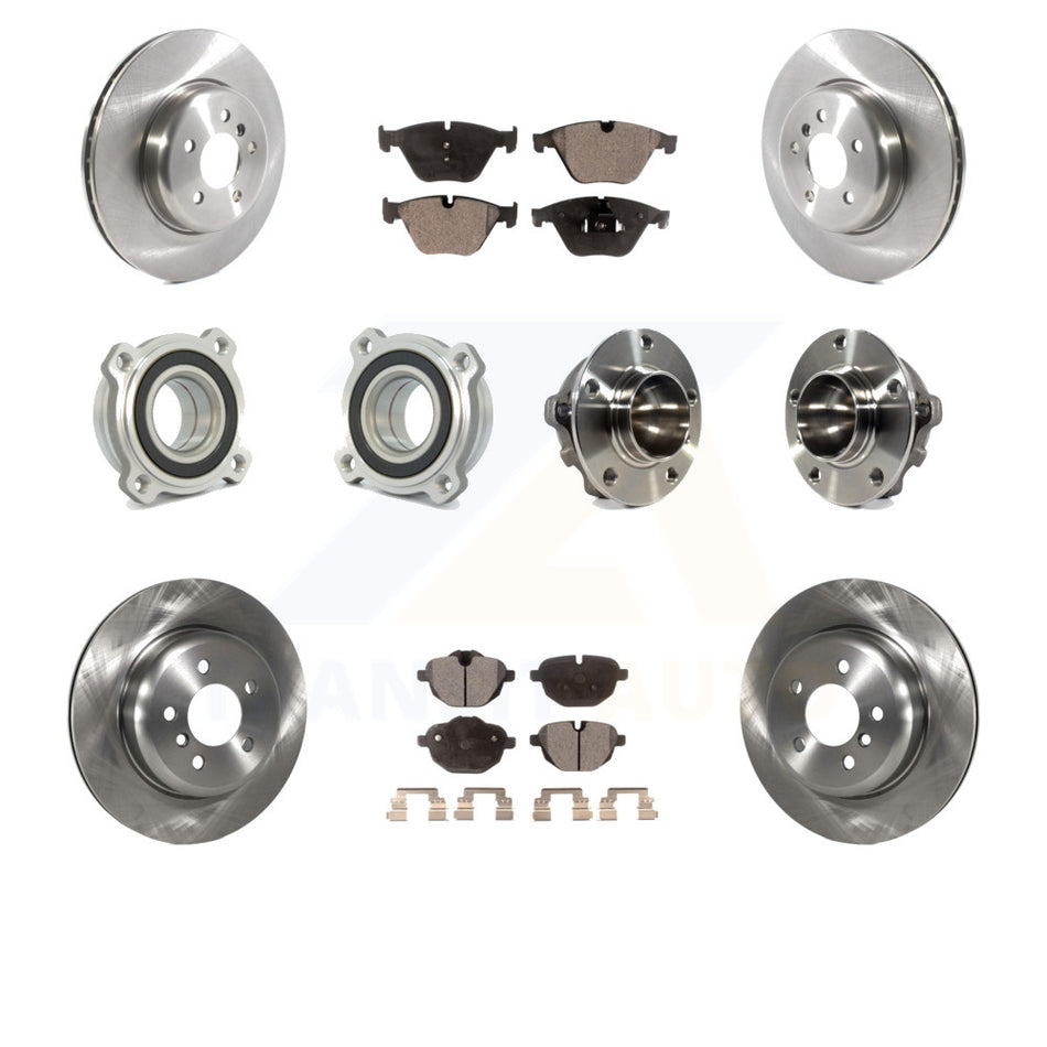Front Rear Hub Bearings Assembly Disc Brake Rotors And Semi-Metallic Pads Kit (10Pc) For BMW 535i KBB-114914 by Transit Auto