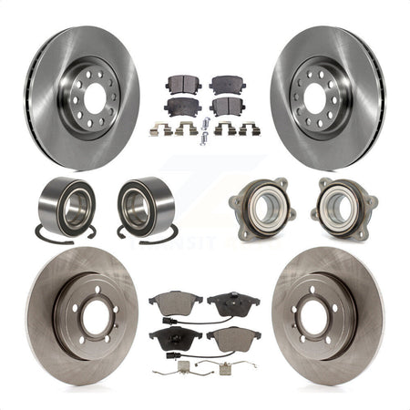 Front Rear Wheel Hub Bearings Assembly Disc Brake Rotors And Semi-Metallic Pads Shoes Kit (10Pc) For Audi A4 Quattro KBB-114927 by Transit Auto