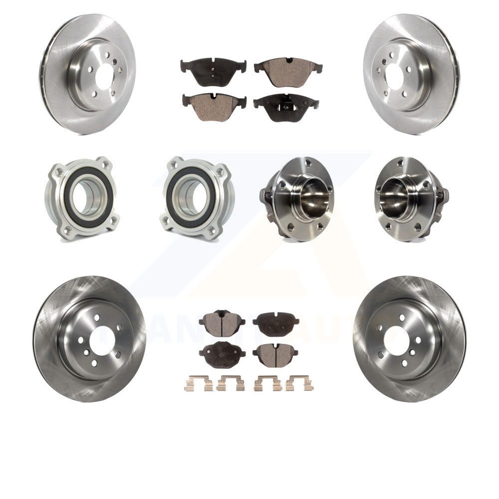 Front Rear Hub Bearings Assembly Disc Brake Rotors And Ceramic Pads Kit (10Pc) For BMW 535i KBB-114928 by Transit Auto