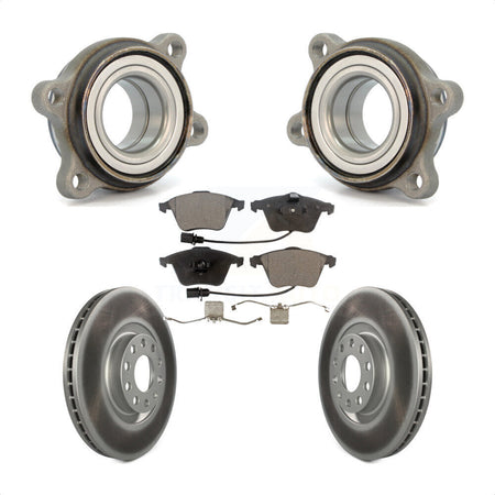 Front Hub Bearing Assembly With Coated Disc Brake Rotors And Semi-Metallic Pads Kit For Audi A4 Quattro KBB-114941 by Transit Auto