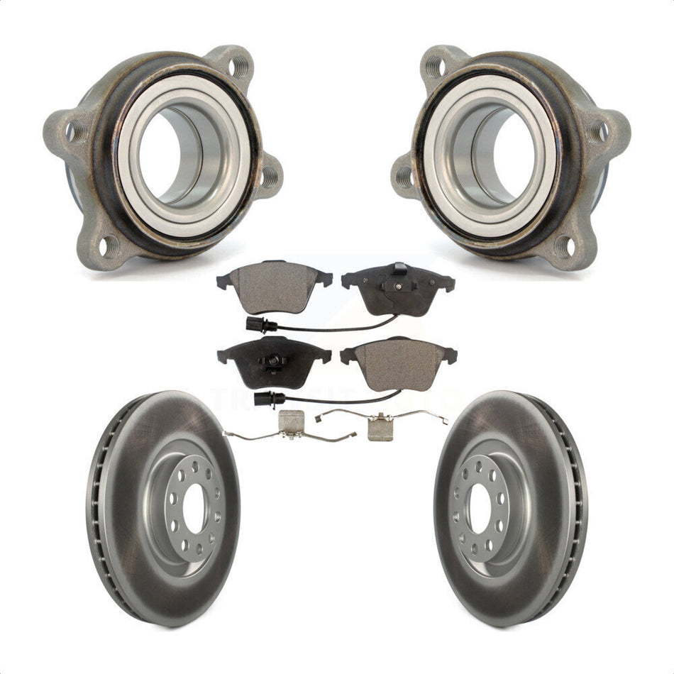 Front Hub Bearing Assembly With Coated Disc Brake Rotors And Semi-Metallic Pads Kit For Audi A4 Quattro KBB-114941 by Transit Auto